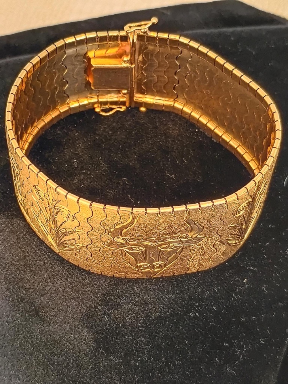 🔥VERY RARE VINTAGE SOLID 18K GOLD WIDE FLEXIBLE BRACELET